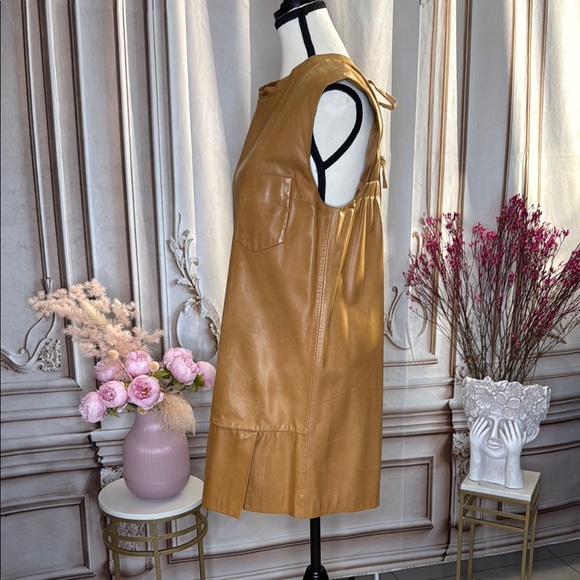 3.1 Philip Lim Elegant Tan Sleeveless leather Dress - Picture 3 of 5